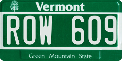 VT license plate ROW609