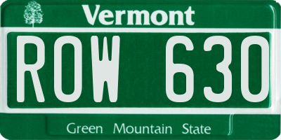 VT license plate ROW630