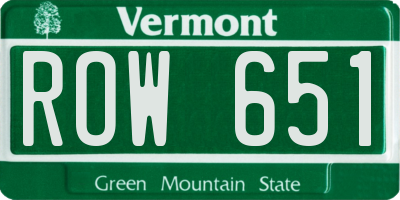 VT license plate ROW651