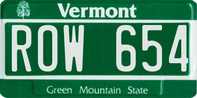 VT license plate ROW654