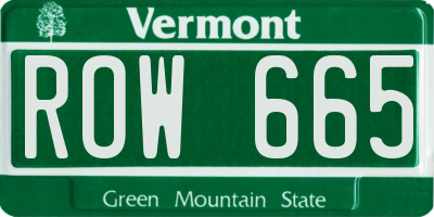 VT license plate ROW665