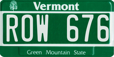 VT license plate ROW676