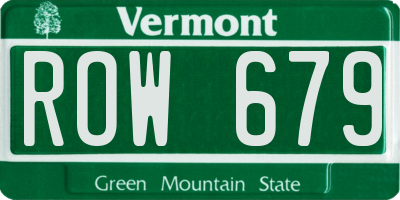 VT license plate ROW679