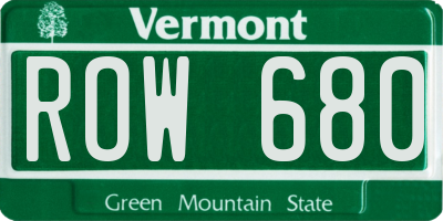 VT license plate ROW680