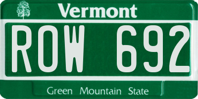 VT license plate ROW692