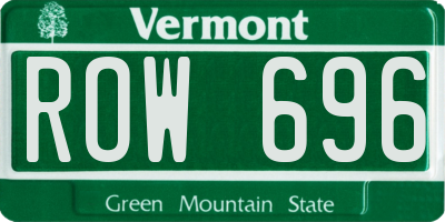 VT license plate ROW696