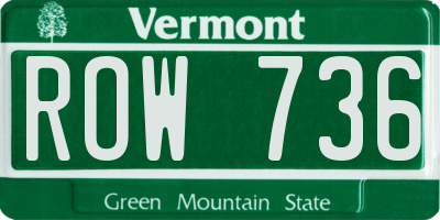 VT license plate ROW736
