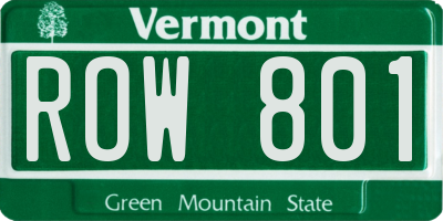 VT license plate ROW801