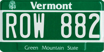 VT license plate ROW882