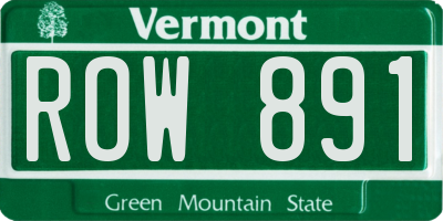 VT license plate ROW891
