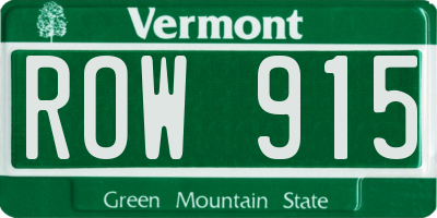 VT license plate ROW915