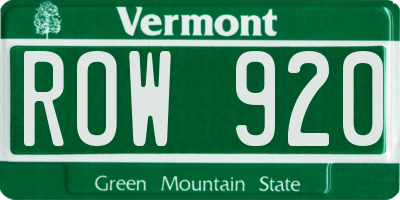 VT license plate ROW920
