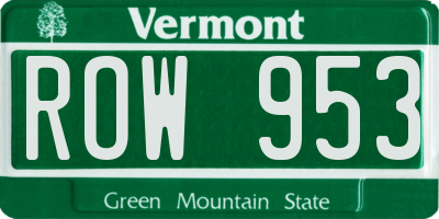 VT license plate ROW953