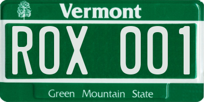 VT license plate ROX001