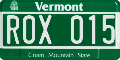 VT license plate ROX015