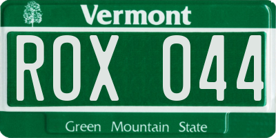 VT license plate ROX044