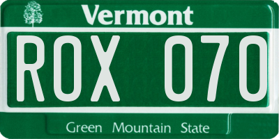VT license plate ROX070