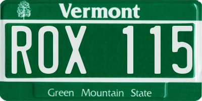 VT license plate ROX115