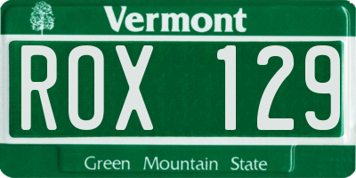 VT license plate ROX129