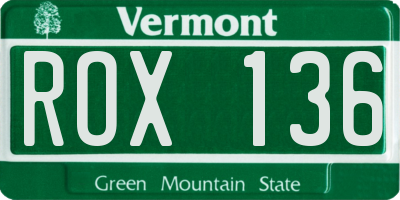 VT license plate ROX136