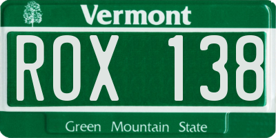 VT license plate ROX138