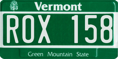 VT license plate ROX158