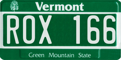 VT license plate ROX166