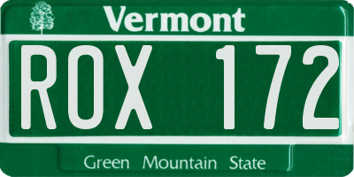VT license plate ROX172