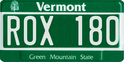 VT license plate ROX180