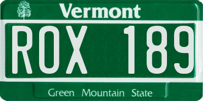 VT license plate ROX189