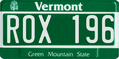 VT license plate ROX196