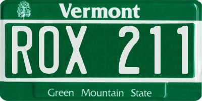 VT license plate ROX211