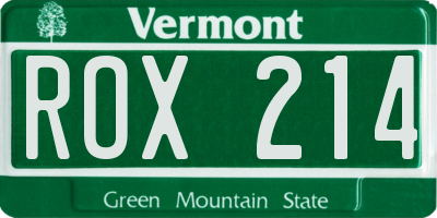VT license plate ROX214