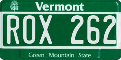 VT license plate ROX262