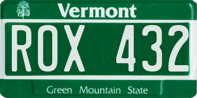VT license plate ROX432