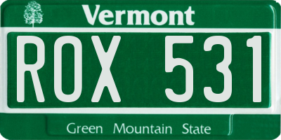 VT license plate ROX531