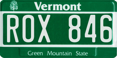 VT license plate ROX846