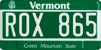 VT license plate ROX865