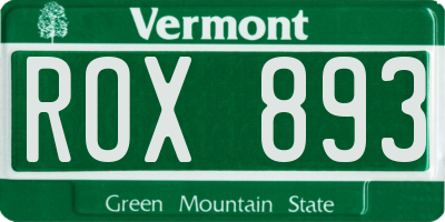 VT license plate ROX893