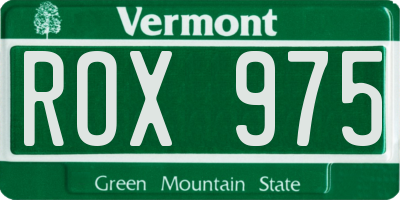 VT license plate ROX975