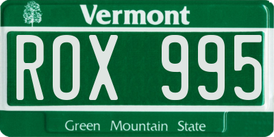 VT license plate ROX995
