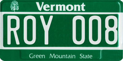 VT license plate ROY008