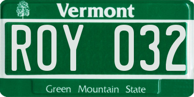 VT license plate ROY032