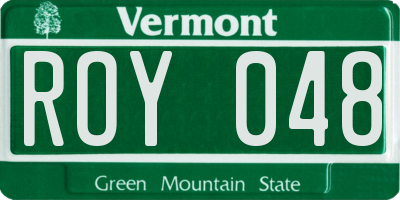 VT license plate ROY048