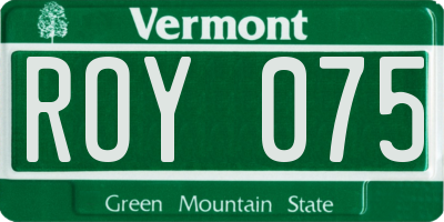 VT license plate ROY075