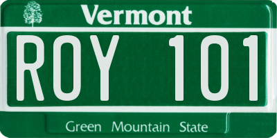 VT license plate ROY101