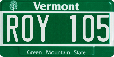 VT license plate ROY105