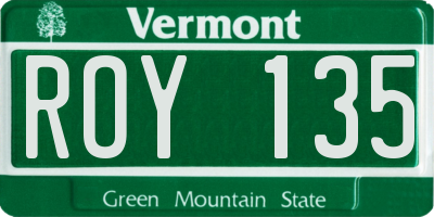 VT license plate ROY135