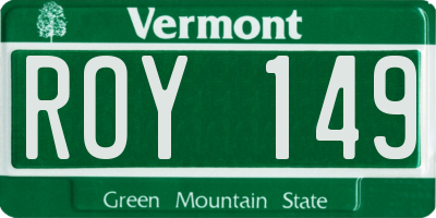 VT license plate ROY149