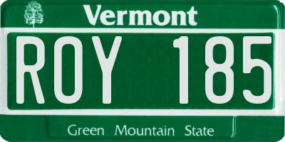 VT license plate ROY185